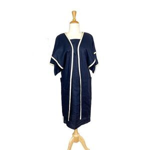 Yeohlee M Navy Linen Dress 80s FLAW SEE PICS Art to Wear Avant Garde Vintage